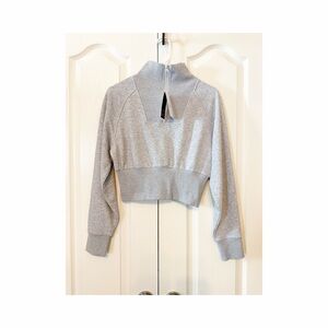 Baleaf Sweatshirt Half Zip Cropped Gray Size Small NWT